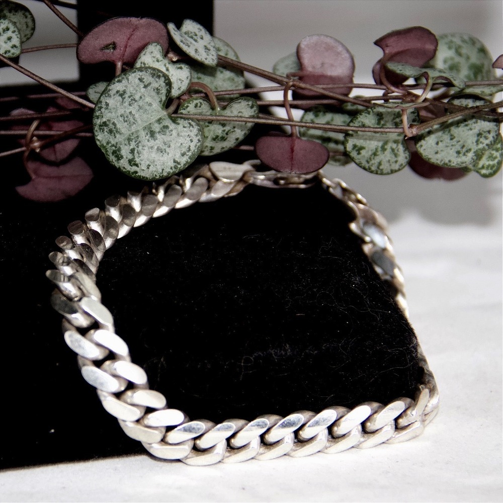 VTG HEAVY 925 Sterling Silver Italy Curb Link Bracelet Biker Gothic Grunge 40g